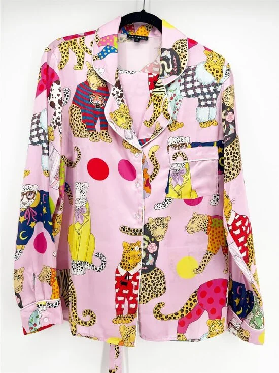 Karen Mabon Long-Sleeve Leopards Can't Change Their Spots Pajama Set - Picture 2 of 14